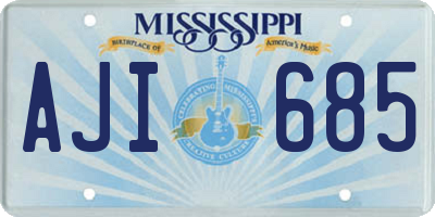 MS license plate AJI685