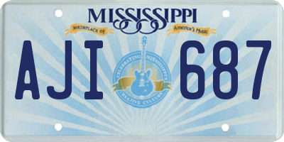 MS license plate AJI687