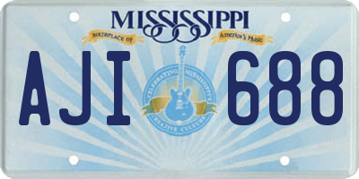 MS license plate AJI688