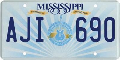 MS license plate AJI690