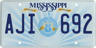 MS license plate AJI692