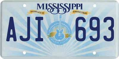 MS license plate AJI693