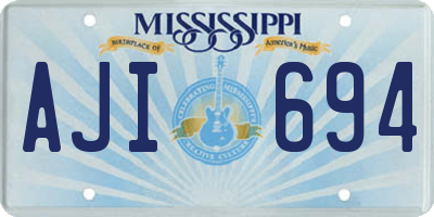 MS license plate AJI694