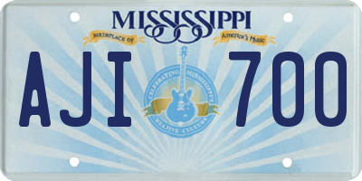 MS license plate AJI700