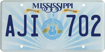 MS license plate AJI702
