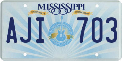 MS license plate AJI703