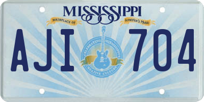 MS license plate AJI704