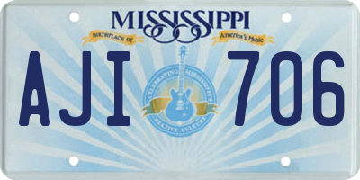 MS license plate AJI706