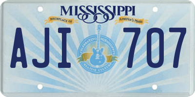 MS license plate AJI707