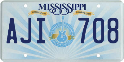 MS license plate AJI708