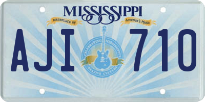 MS license plate AJI710