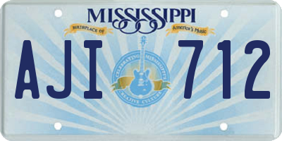 MS license plate AJI712