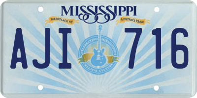 MS license plate AJI716
