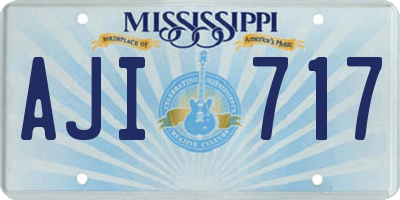 MS license plate AJI717