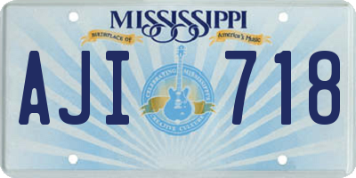 MS license plate AJI718