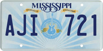 MS license plate AJI721