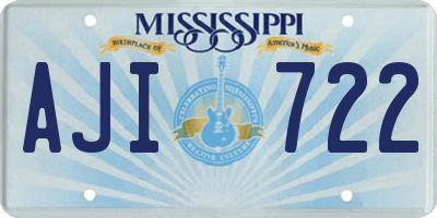 MS license plate AJI722
