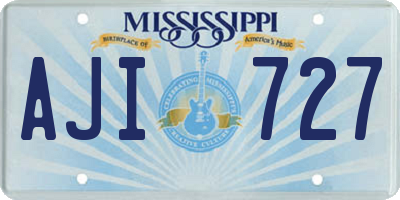 MS license plate AJI727