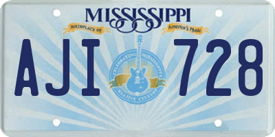 MS license plate AJI728