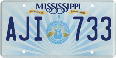 MS license plate AJI733