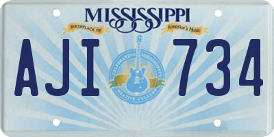 MS license plate AJI734