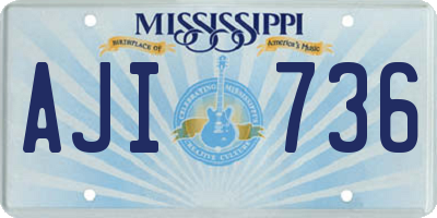 MS license plate AJI736