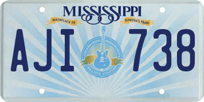 MS license plate AJI738