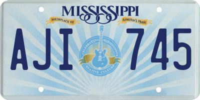 MS license plate AJI745