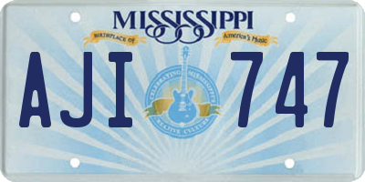 MS license plate AJI747