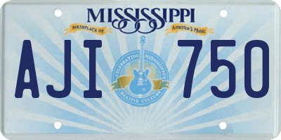 MS license plate AJI750