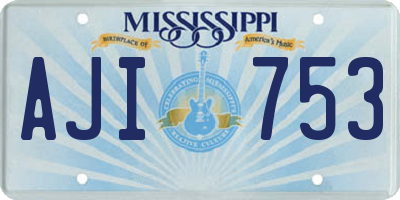 MS license plate AJI753