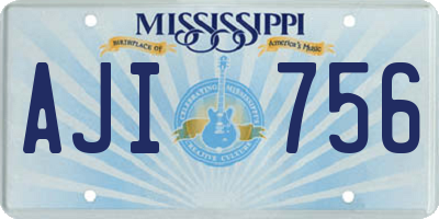 MS license plate AJI756