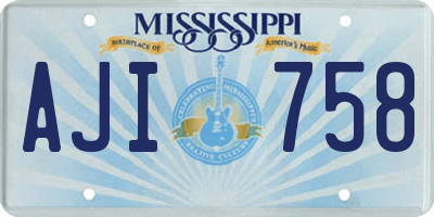 MS license plate AJI758