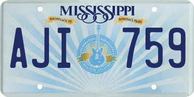 MS license plate AJI759