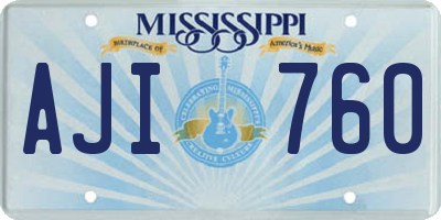 MS license plate AJI760
