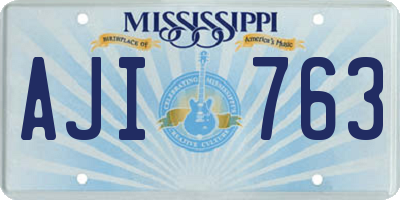 MS license plate AJI763