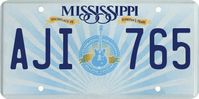MS license plate AJI765