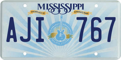 MS license plate AJI767