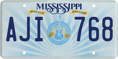 MS license plate AJI768