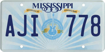 MS license plate AJI778