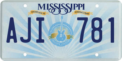 MS license plate AJI781