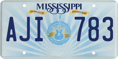 MS license plate AJI783