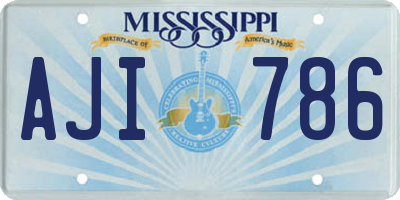 MS license plate AJI786