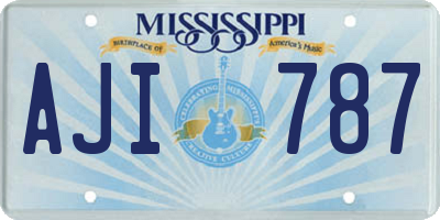 MS license plate AJI787