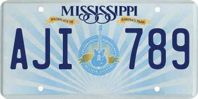 MS license plate AJI789