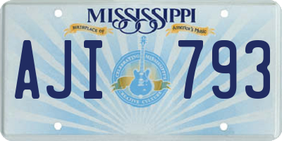 MS license plate AJI793