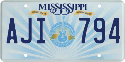 MS license plate AJI794