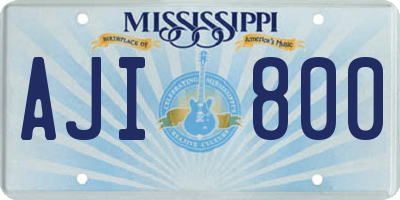 MS license plate AJI800