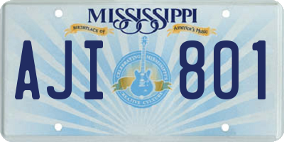 MS license plate AJI801