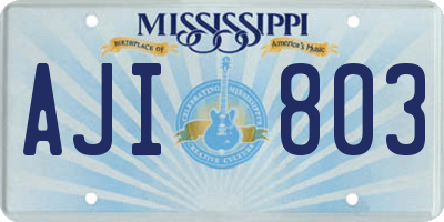 MS license plate AJI803